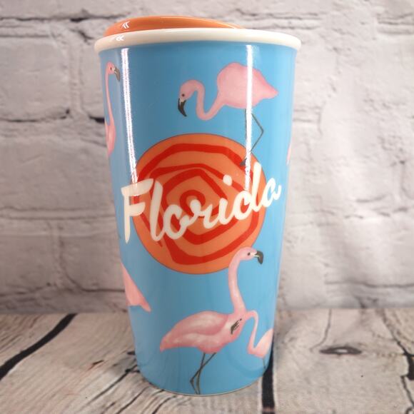 Starbucks Dot Collection Ceramic Florida Mug With Pink Flamingo Design - Picture 2 of 6